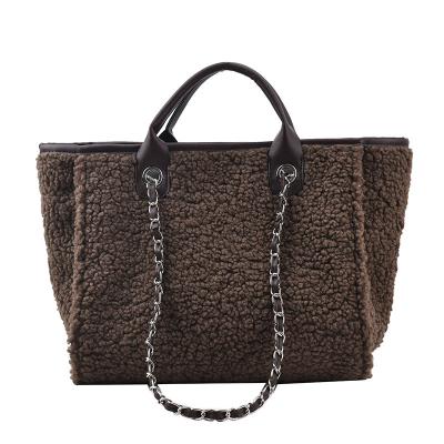 China Factory wholesale high quality handbags women ladies large capacity sling bag 2 chain tweed shoulder bag for sale