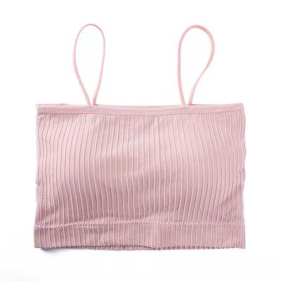 China Seamless Thin Straps Crop Sleeveless Lady Vest Seamless Bra Girl Chest Wrapped Tube Top Comfortable Breathable Free Back Size U for sale