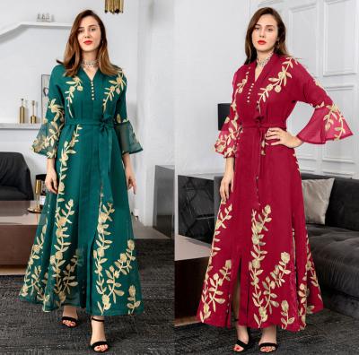 China Wholesale Polyethersulfone Middle East Women Abaya Floral Embroidered Moroccan Kaftan Evening Dresses Muslim Islamic Arab Dress Women Dress for sale