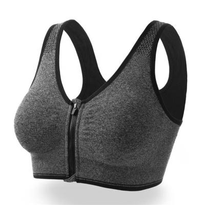 China Professional hot selling shockproof rimless running underwear lady vest girls pull up yoga comfortable breathable sports front bra for sale