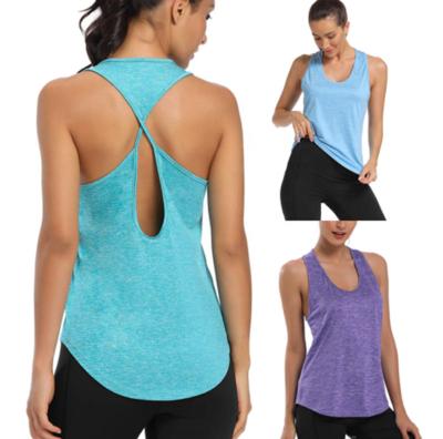 China Wholesale Seamless Womens Workout Tops Cute Gym Clothes Yoga Running Shirts Sporty Yoga Tops Racerback Running Tank Top For Women for sale