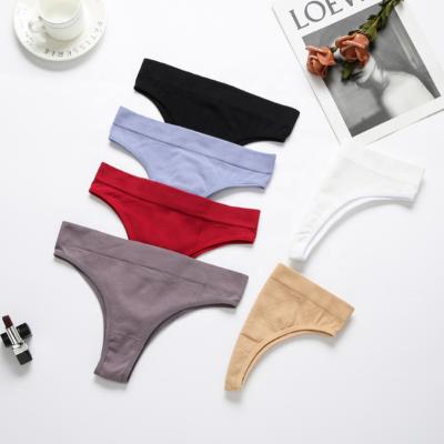 China Antibacterial Hot Selling Sexy Women's Briefs Women's Panties Breathable Thong Ribbed Seamless Ladies Lingerie Mid Rise for Girls for sale