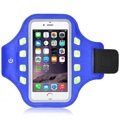 China Custom Universal Waterproof Sport Flashing Running Mobile Phone Led Case Bag Arm Band Pocket Armband Unisex Phone Holder Armband For Phone for sale