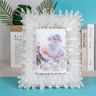 China European Style Crystal Quartz Photo Frame Crystal Stone Decor for sale