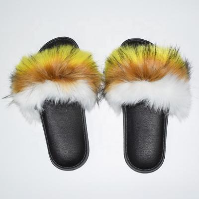 China Wholesale Custom Fashion Trend Summer Designer Faux Fur Slippers For Women Slides Slippers for sale