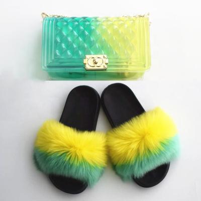 China Factory Wholesale 2020 Light Raccoon Faux Fur Slippers Sandals Kids Slippers and Purse Sets Women's Slippers for sale