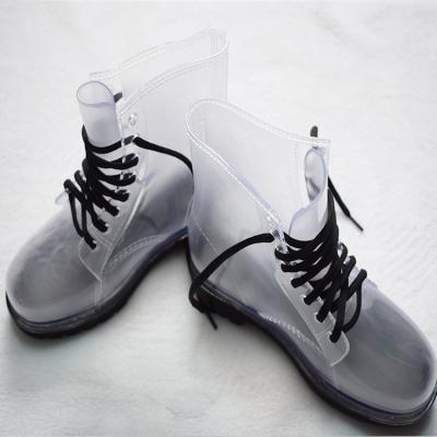 China Lace Up 2018 Good Quality Custom Clear Best Womens PVC Rain Boots for sale