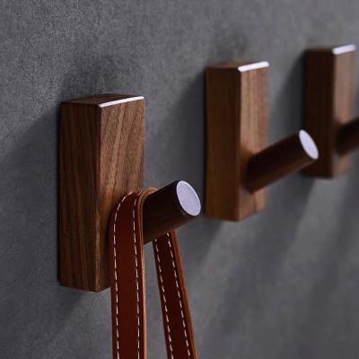 China Morden Clothes Hanger Coat Hook Decorative Multifunction Wall Mounted Bathroom Accessories Portable Key Holder Solid Wood Hook for sale