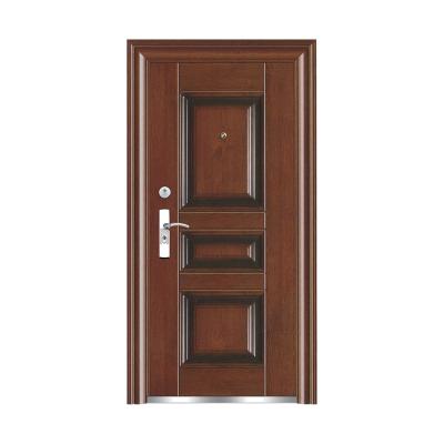 China Modern PVC Brown 6 Panel Fully Finished Steel Door Cheap Solid Wood Bedroom Security Doors for sale