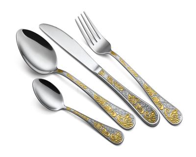 China 24Pcs Disposable Flatware Set High Quality Gold Plated Stainless Steel Cutlery for sale