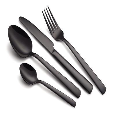 China Sustainable Black Plated 18/0 Stainless Steel Cutlery Set For Giftbox Dinnerware Flatware for sale