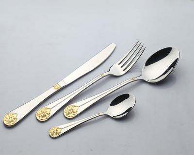 China Low Price Disposable Flateware For Wedding Restaurant , Gold Plated Cutlery Set For Wedding for sale