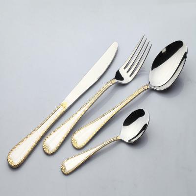 China Low Price Disposable Flateware , Gold Plated Cutlery Set For Wedding And Restaurants for sale