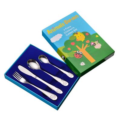 China Sustainable Kids Cutlery Set Stainless Steel Flatware Set With Cartoon Image for sale