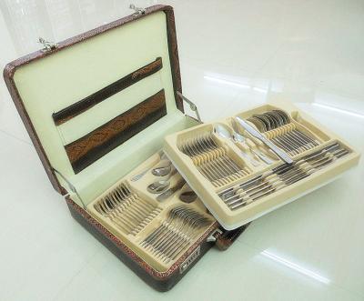 China Uniqure Sustainable High Quality 72pcs Silverware Cutlery Set With Leather Case for sale