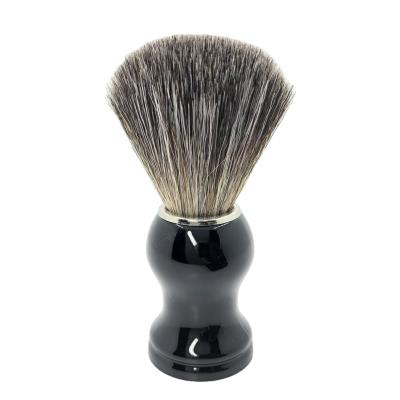 China Best Shaving Brush Price Badger Hair Shaving Brush Black Plastic Handle For Men Barber Shop Kit for sale