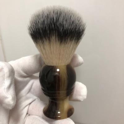 China Shaving Brush Mens Faux Shaving Brush Ox Horn Resin Handle Beard Brush for sale