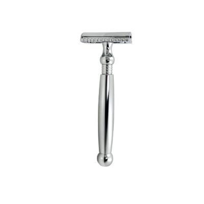 China Popular Single Blade Eco-Friendly Metal Chrome Long Handle Plastic Razor Free Zero Waste Reusable Unisex Shaving Double Edge Safety for sale