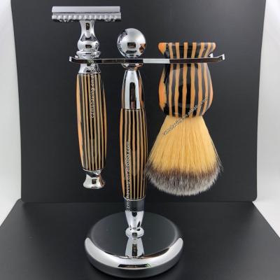 China Men's Shaving Brush Men's Shaving Brush Hair Beard Brush Set Synthetic Resin and Metal Handle Razor Set for sale