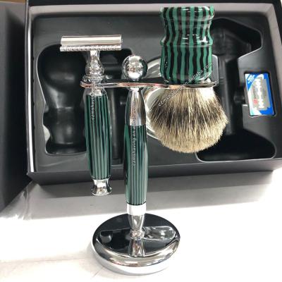 China Shaving Brush Pure Badger Hair Beard Brush Men Shaving Brush Set Resin And Metal Handle Holder for sale