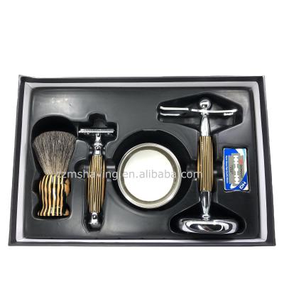 China Popular Single Blade Badger Hair Knot Brush Brush Chrome Metal Resin Handle Razor Zinc Alloy Head Edge Safety Razor Shaving Soap Double for sale