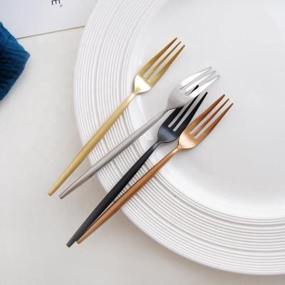 China Sustainable stylish stainless steel fruit fork set for desserts appetizers and small bites for sale