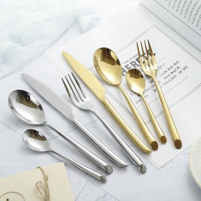 China Sustainable Elegant Silver And Gold Stainless Steel Cutlery Set With Mirror Polished To Wedding Hotel Restaurant for sale