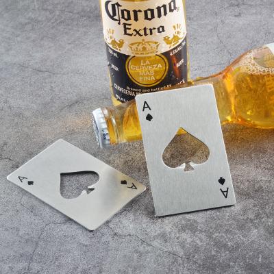 China Props Single Bar Ace of Spades Beer Bottle Opener Stainless Steel Poker Card Bottle Opener Shovels One Poker Card Bottle Opener for sale