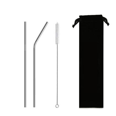 China Eco Friendly Reusable Beveled Straw Stocked Straws Stainless Steel Metal Boba 215*12mm for sale