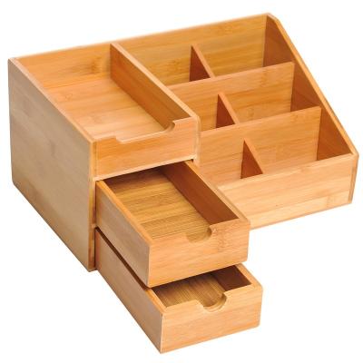 China Bamboo Organizer Bamboo Drawer Organizer of Pen Pencil Holder Desk for sale