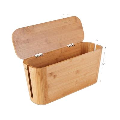 China Sustainable Bamboo Wooden Cable Management Box Rope Organizer Box for sale