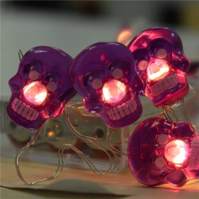 China Steady On And Glitter Halloween Skull LED Copper Wire Lights for sale