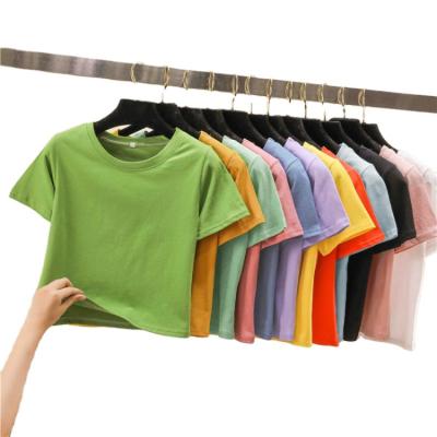 China Anti-wrinkle Wholesale Spring Oversize Blank Top Women Tees Cropped Plain T Shirt For Ladies for sale