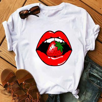 China Anti-wrinkle Hot Sale Breathable Customized Cotton Women Graphic Tees T-shirt With Print for sale