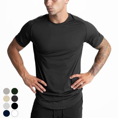 China Anti-wrinkle Us Size Custom Blank Ultra Soft Polyester Spandex Quick Dry Short Sleeve Plain T Shirt Men's Sport T-shirts for sale