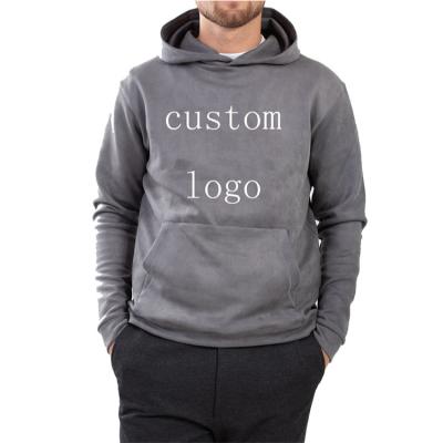 China Anti-wrinkle New High Quality Comfortable Faux Leather Suede Men's Hoodie Custom Logo Plus Size Soft Black Hoodie for sale