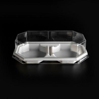 China Disposable Compostable White 2 Tray Food Container Bakery Packaging Plastic Box For Sale for sale