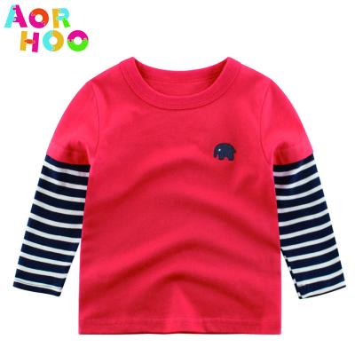 China Wholesale Aorhoo Anti-Shrink Toddler Knitted White Multi Color Floating Sleeves T-shirt Babies T-shirts Solid Kids Boutique Clothing for sale