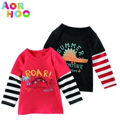 China Aorhoo Children's High Quality Anti-Shrink Comfort Long Sleeve Round Neck T-shirt Boys T-Shirts&Polo Shirts Canvas Shirts for sale