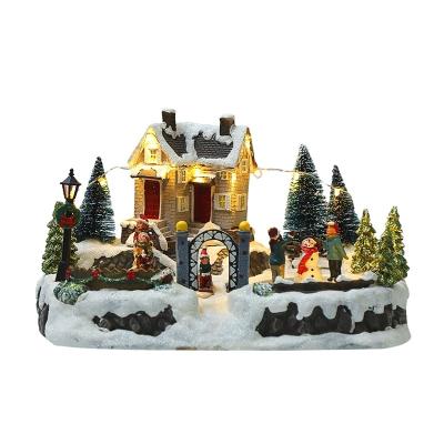 China 1 Style Christmas Lighthouse Decorations Christmas Gifts Resin Open Ornaments Music Electric Home for sale