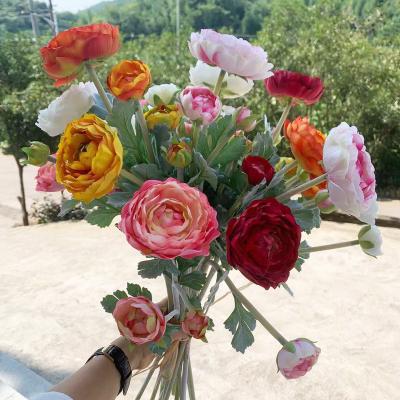 China Flocking is more realistic high-grade simulation flower planting fluff dew lotus home wedding potted flower silk wall decorative flower for sale