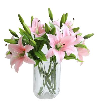 China Simulation Transient Lily Movie Feel 3 Single Lily Wedding Photography Home Decoration Artificial Flower for sale