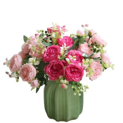 China Transient simulation of Korean style 5 small pink bouquet of simulation Persian flowers peony home wedding rose bouquet decoration for sale