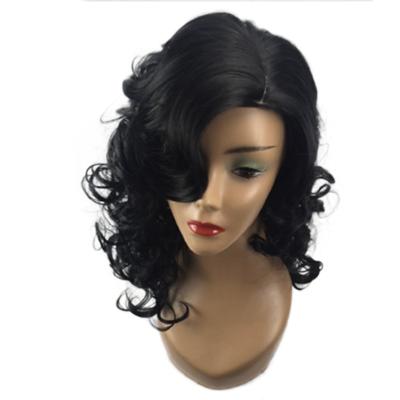 China European and American Women Synthetic Wig Hair Diagonal Bangs African Short Curls Shape Big Waves for sale