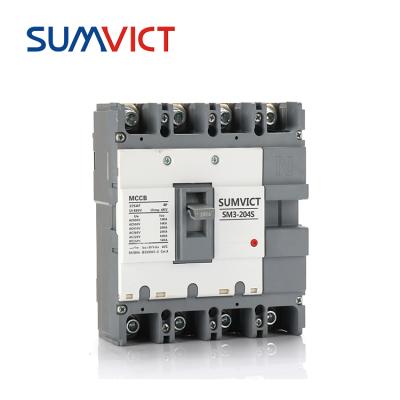 China Plastic SM3-204S 4pole mccb Molded Case Circuit Breaker200 Amp MCCB Circuit Breaker 200amp 4Poles for sale