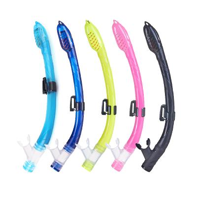 China ODM Silicone Mouthpiece Splash Guard Custom Swimming Snorkeling Diving Breathe Tube Dry Top Snorkel For Kids Children Size for sale