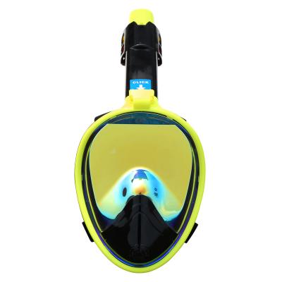 China Mirror Coating Snorkeling Diving Window Separated For Inhaling To Exhaling Dry Top Swimming Full Face Snorkeling Snorkeling Mask for sale