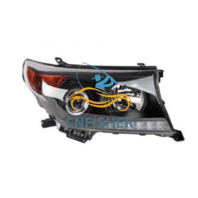 China High Quality Plastic + Steel Headlight Cnfisher Head Light Head Lamp Black For TOYOTA LAND CRUISER 2012 for sale