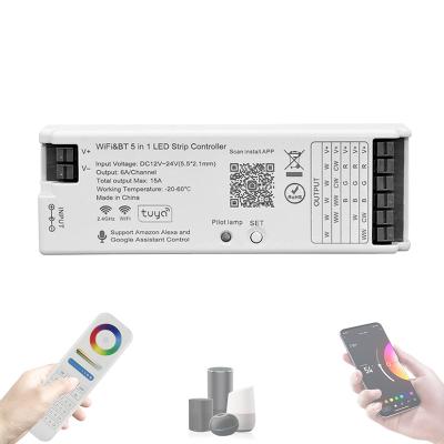 China DC12V / 24V LED Lighting Tuya LED Controller 12V Smart LED Strip Lights Controlador Dimmer CCT RGB RGBW RGBCCT 2.4G RF Remote Control WiFi LED Controller for sale