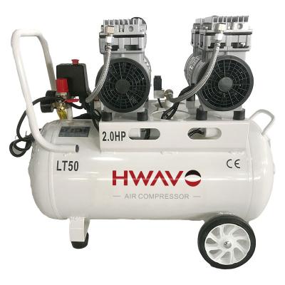 China Durable Oil Free Using Various Type 1500W / 2HP Oil Free 50 Liter Air Compressor Machine for sale